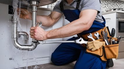 Technician using electronic equipment to detect a plumbing leak in Bonita Springs